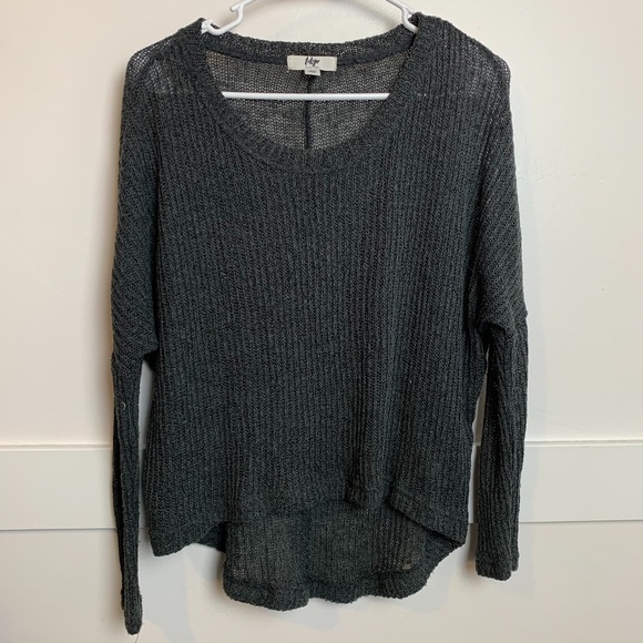 tokyo Darling Sweaters - Tokyo Darling Dark Gray Hi-Low Pullover Sweater